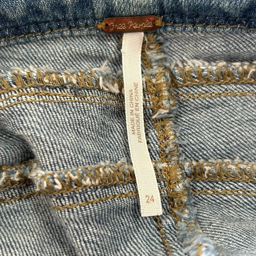 Free People Buckle Back Sailor Wide Leg Jeans 24 Boho Indie Retro Nautical Prepp